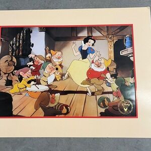 Vintage 1994 Disney Store Snow White Seven Dwarfs Commemorative Lithograph Art